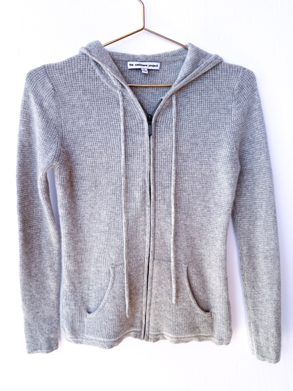 The Cashmere Project Women's Light Gray Cashmere Zip-Up Hoodie